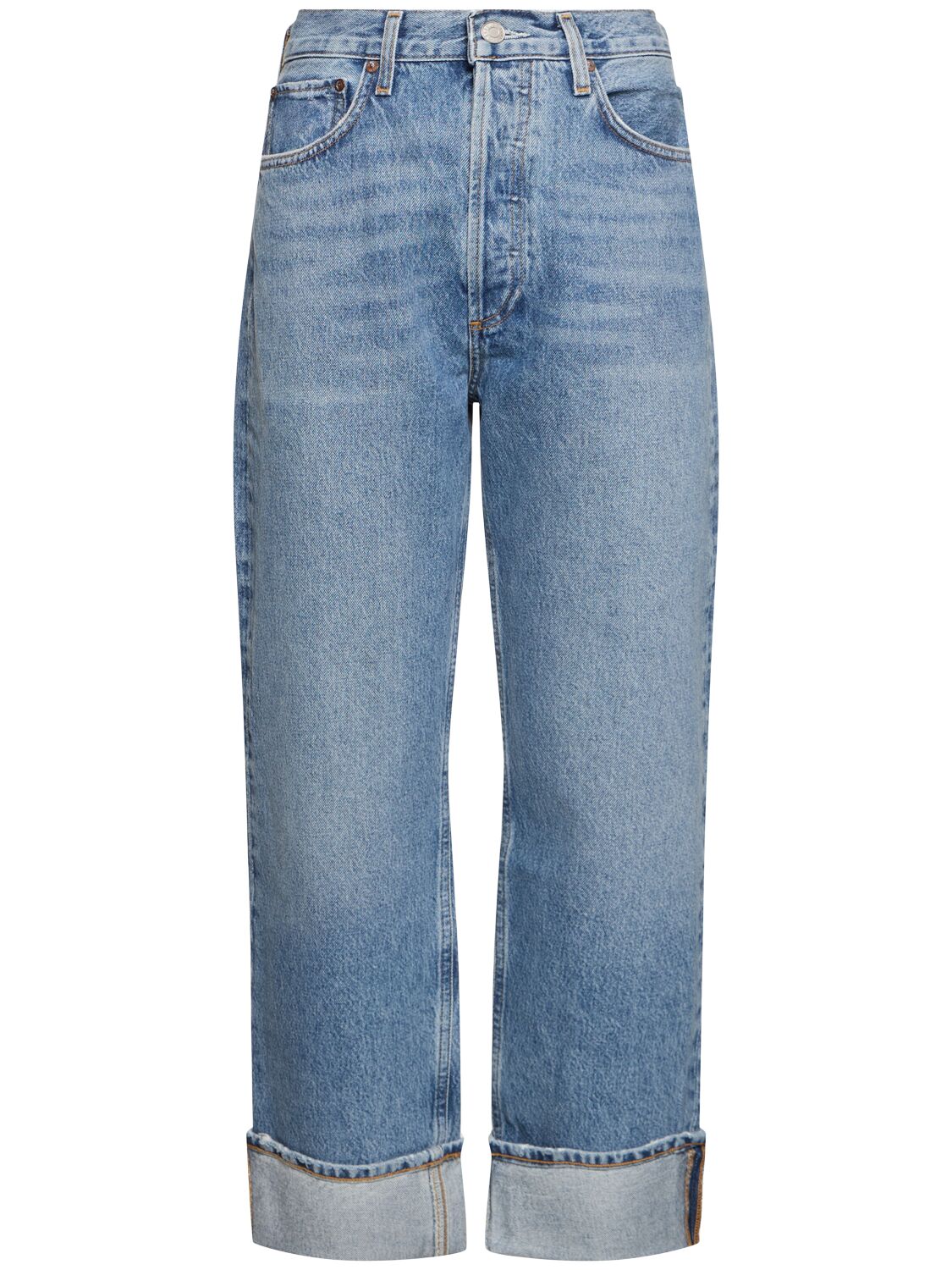 Agolde Fran Low Rise Wide Jeans In Blue