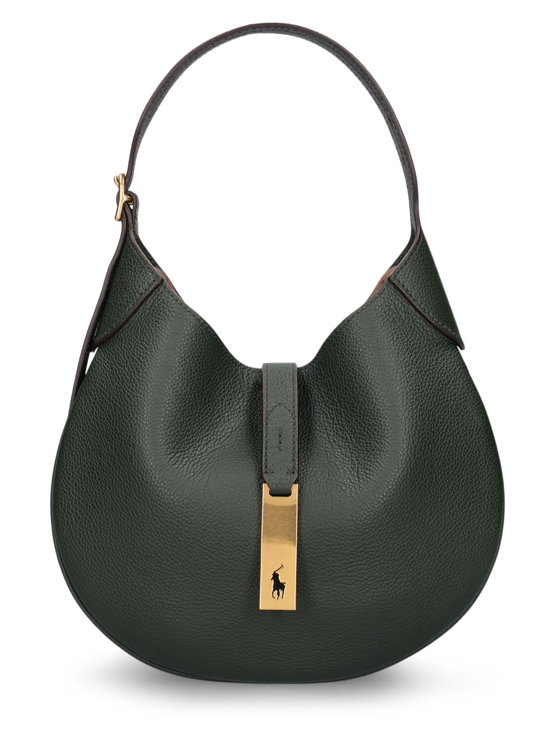 Polo Ralph Lauren Small Polo Id Leather Shoulder Bag In Green
