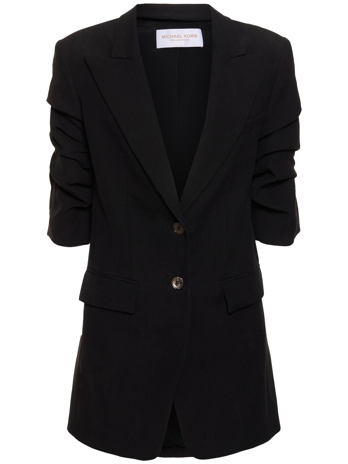 Michael Kors Linen Single Breasted Blazer In Black