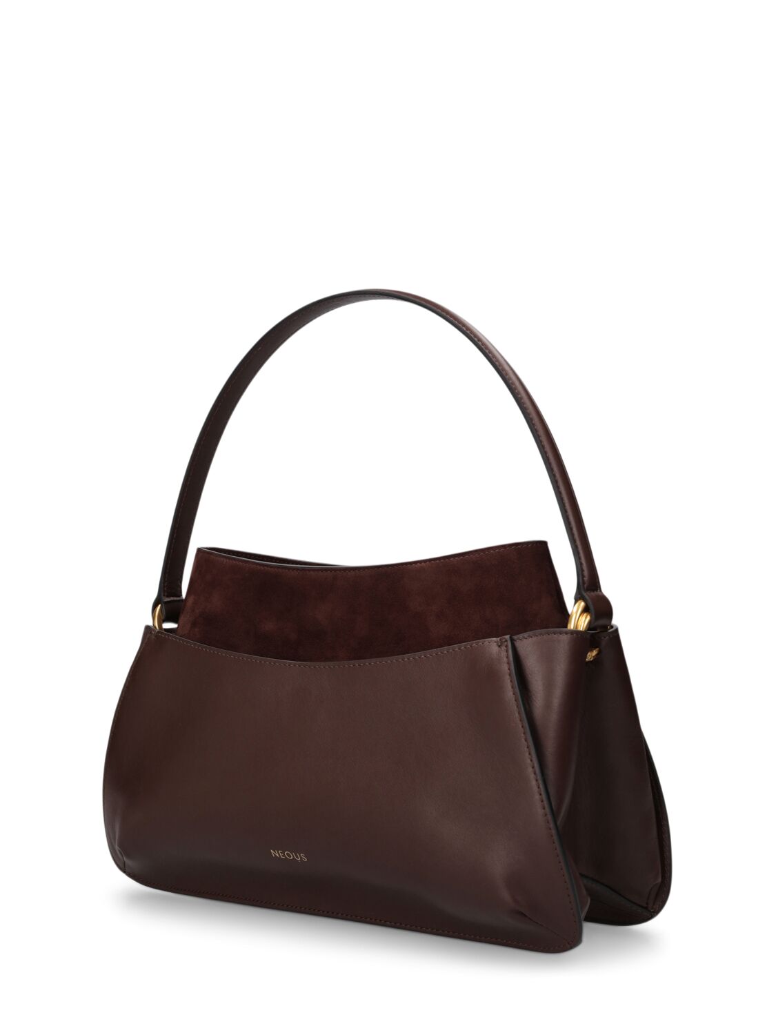 Shop Neous Erid Leather & Suede Shoulder Bag In Dark Chocolate