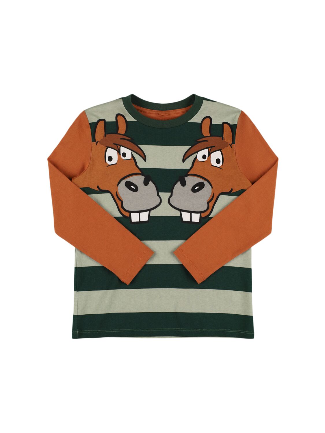 Stella Mccartney Printed Cotton Jersey T-shirt In Brown