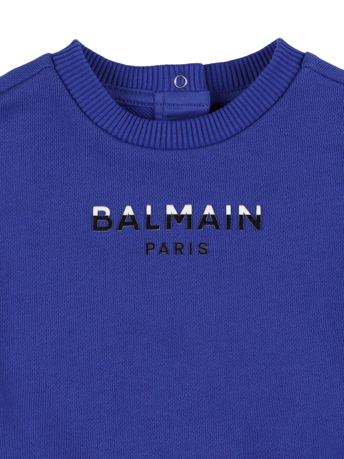 Shop Balmain Cotton Sweatshirt In Blue