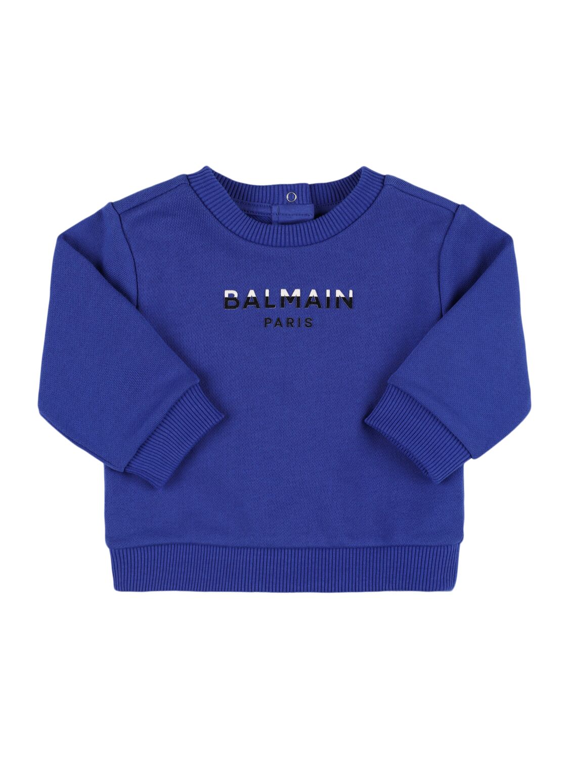 Balmain Cotton Sweatshirt In Blue