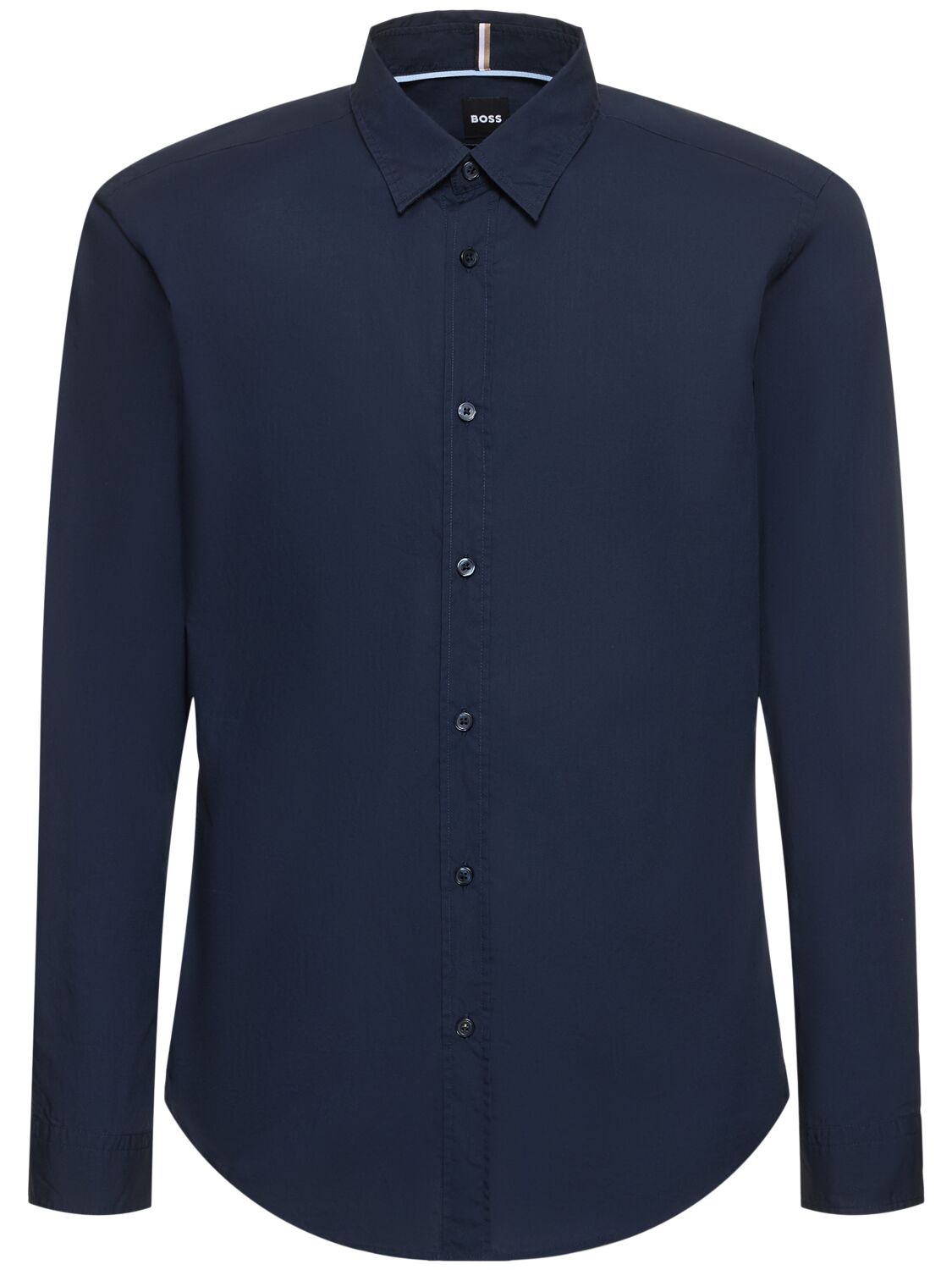 Hugo Boss S-roan Kent Cotton Shirt In Dark Blue