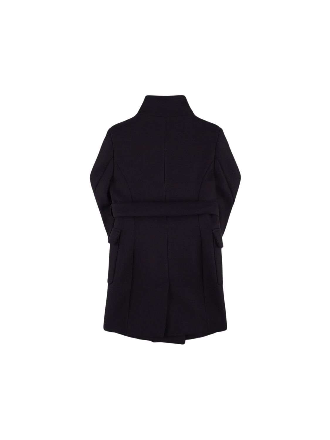 Shop Balmain Double Breast Wool Blend Coat W/ Belt In Dark Blue