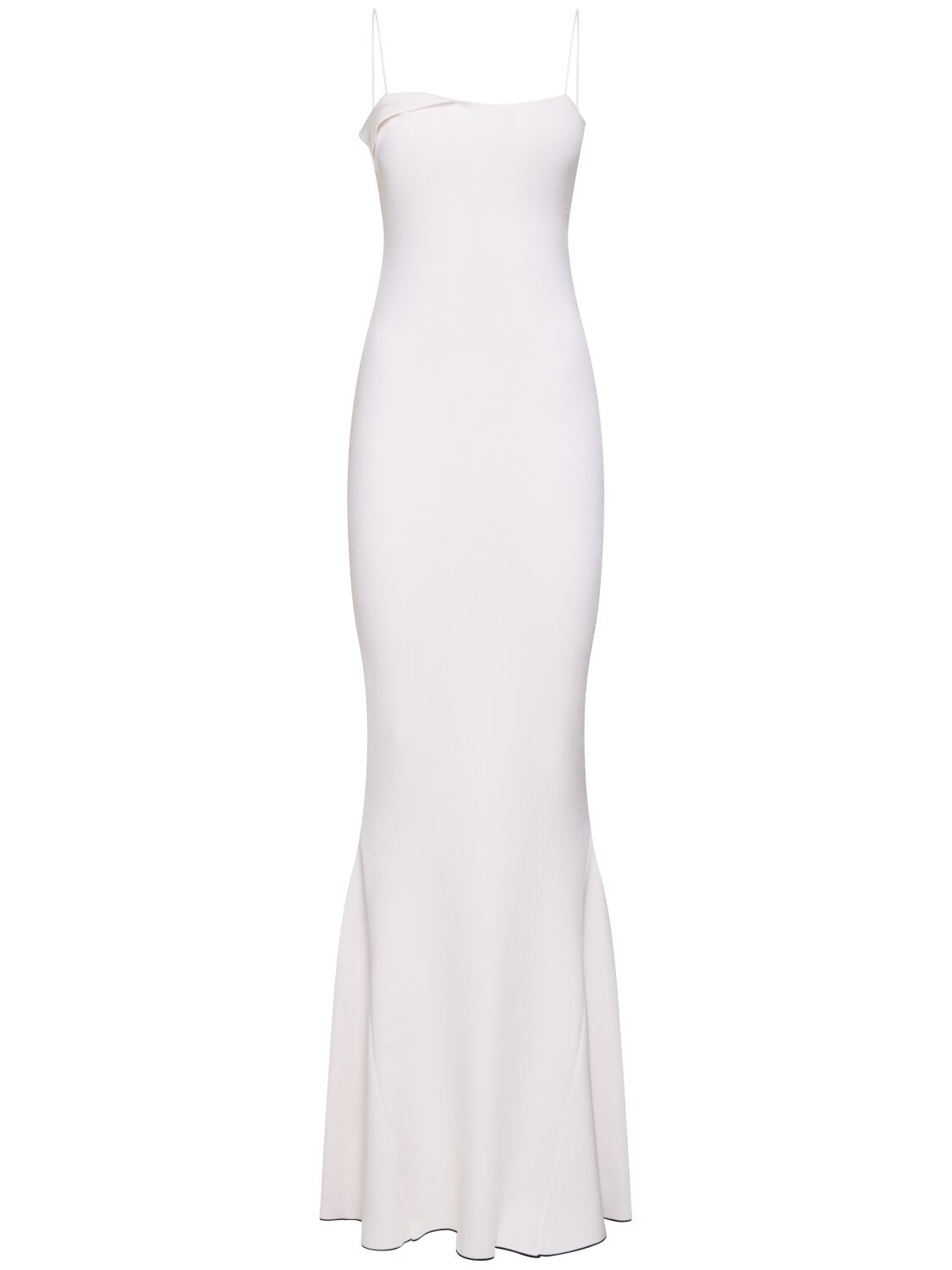 Shop Jacquemus La Robe Aro Knit Long Dress In White