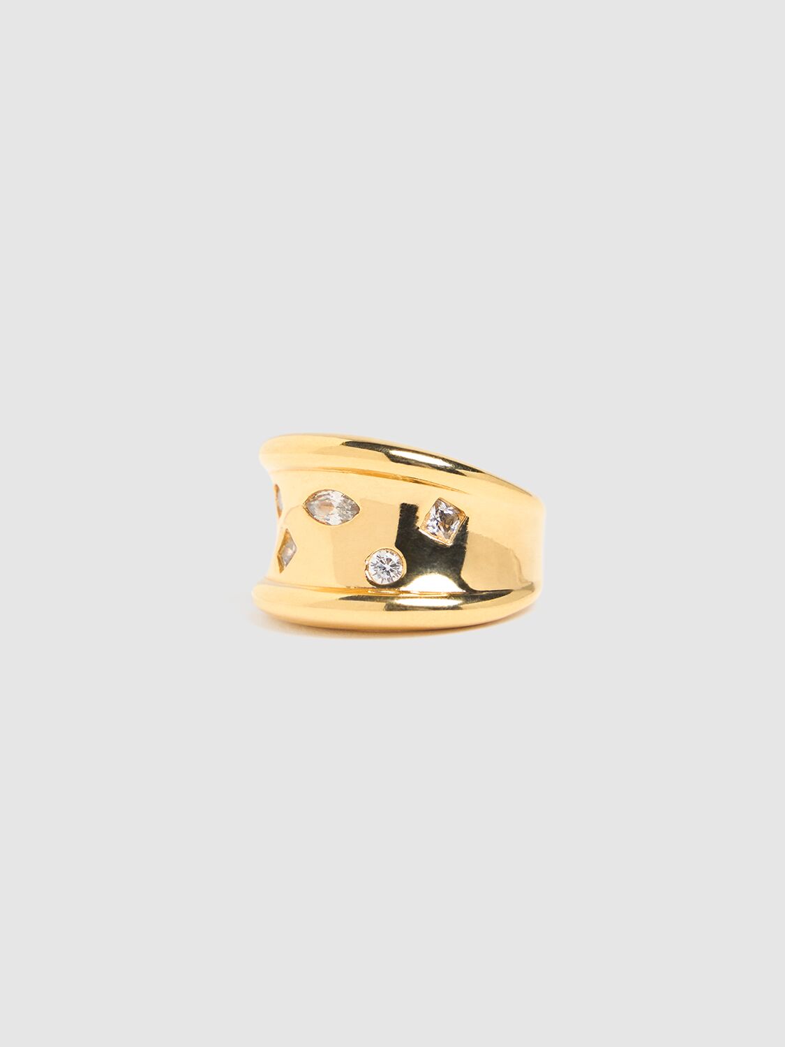 Shop Timeless Pearly Universal Chunky Ring In Gold/white