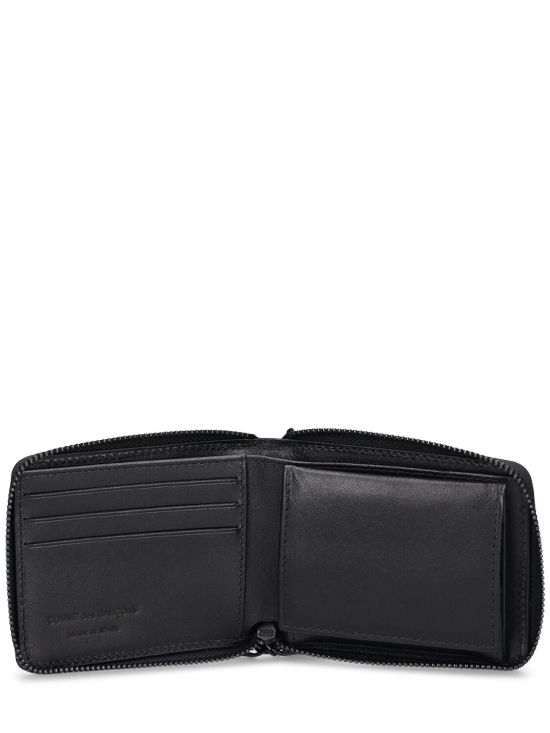 Shop Comme Des Garçons Zipper Medley Leather Wallet In Black