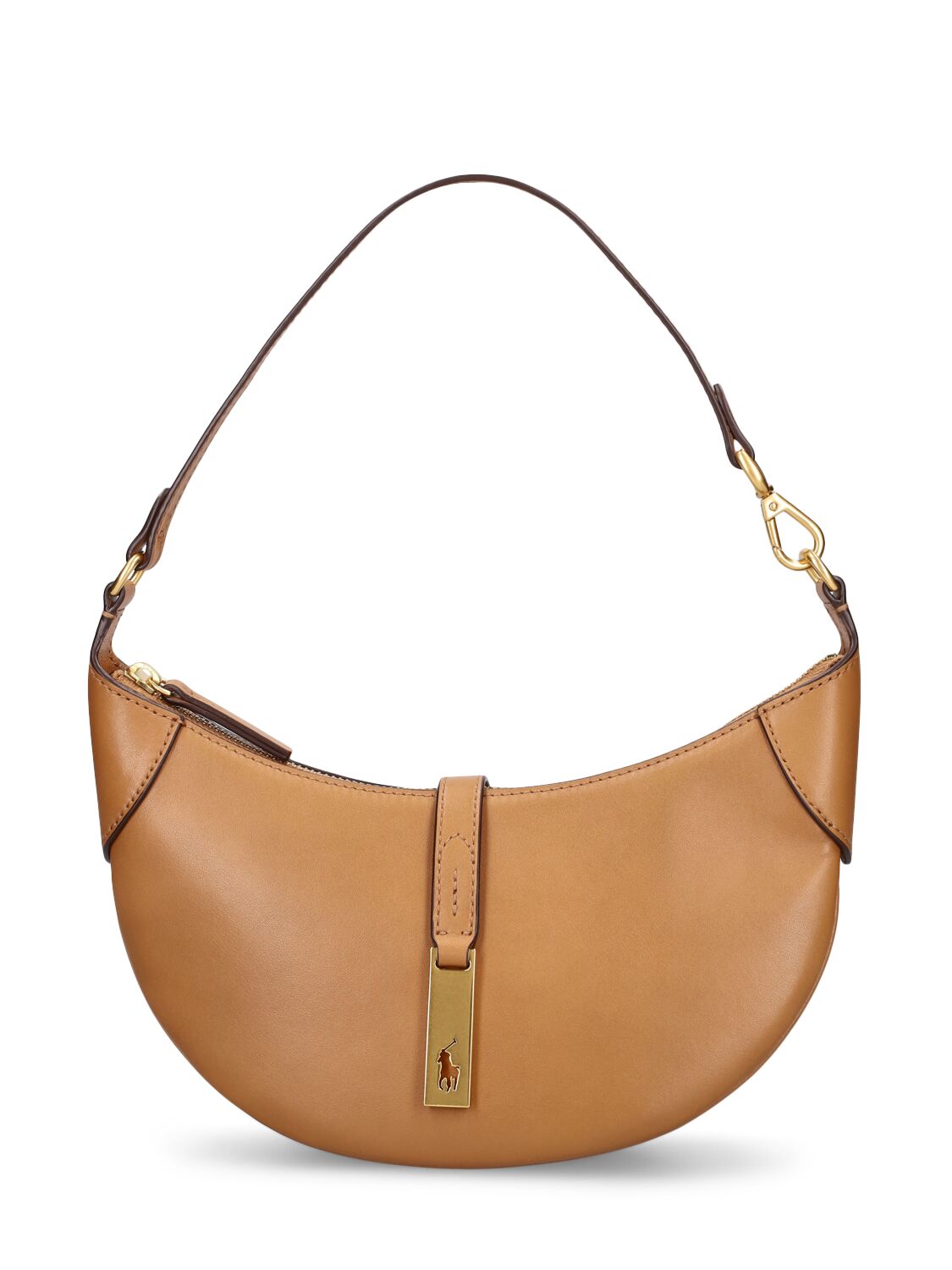 Polo Ralph Lauren Mini Polo Id Leather Shoulder Bag In Brown