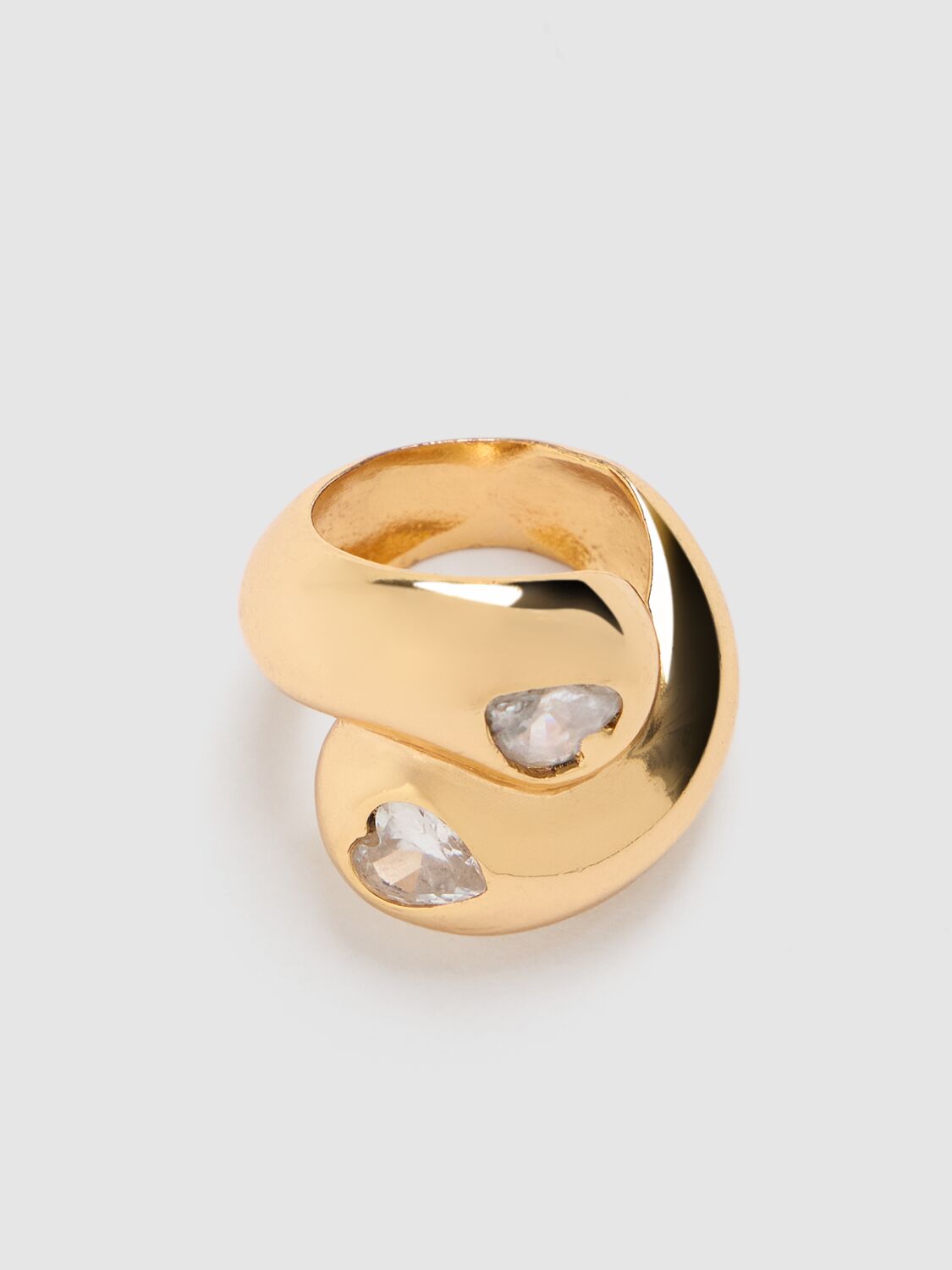 Shop Timeless Pearly Crystal Chunky Ring In White/gold