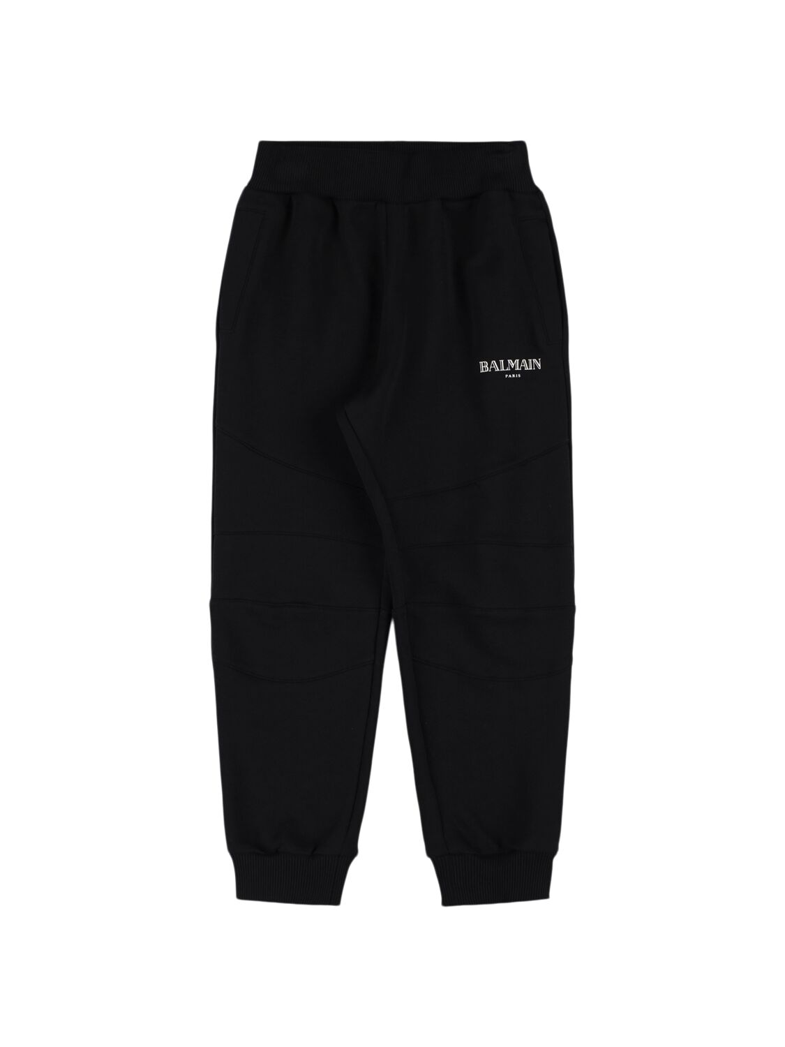 Balmain Cotton Sweatpants W/padded Inserts In Black