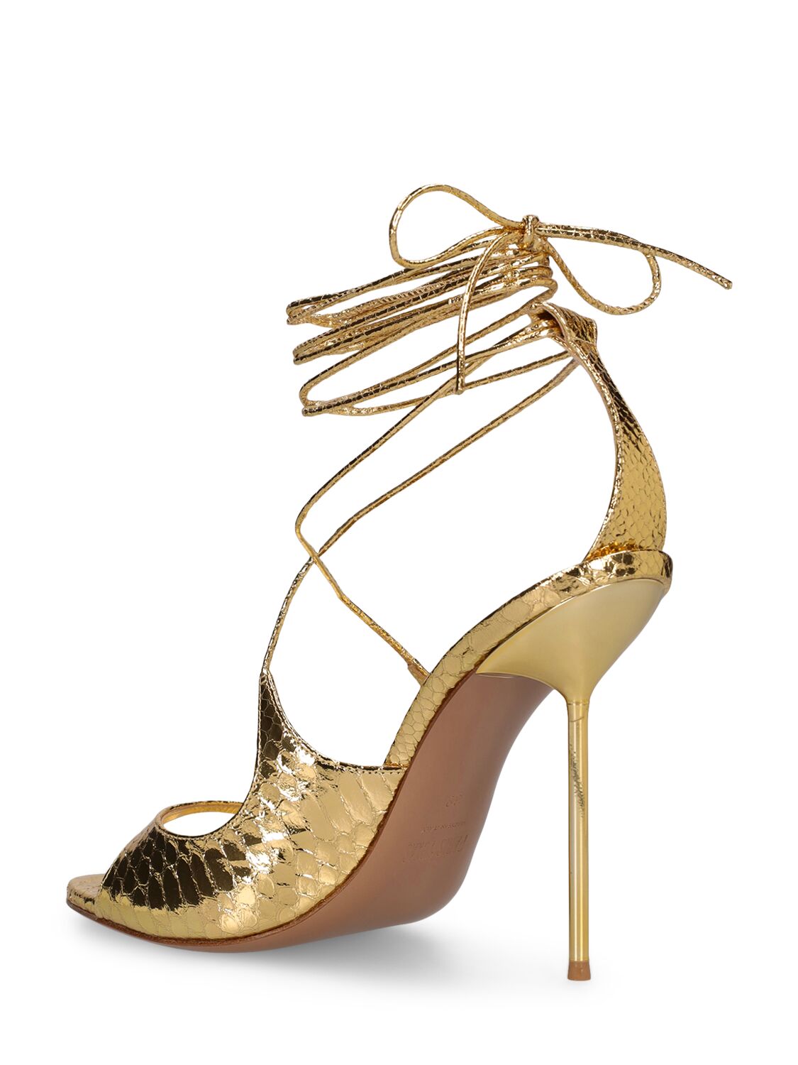 Shop Paris Texas 105mm Loulou Python Printed Sandals In Gold