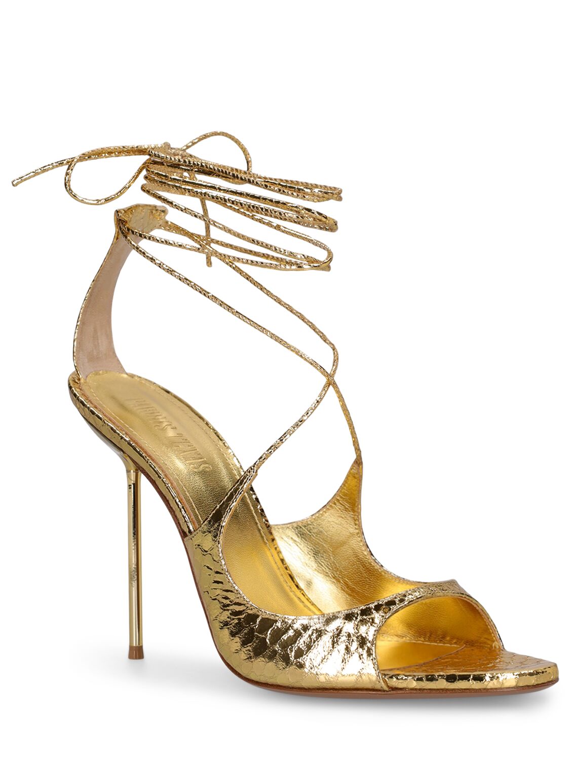 Shop Paris Texas 105mm Loulou Python Printed Sandals In Gold