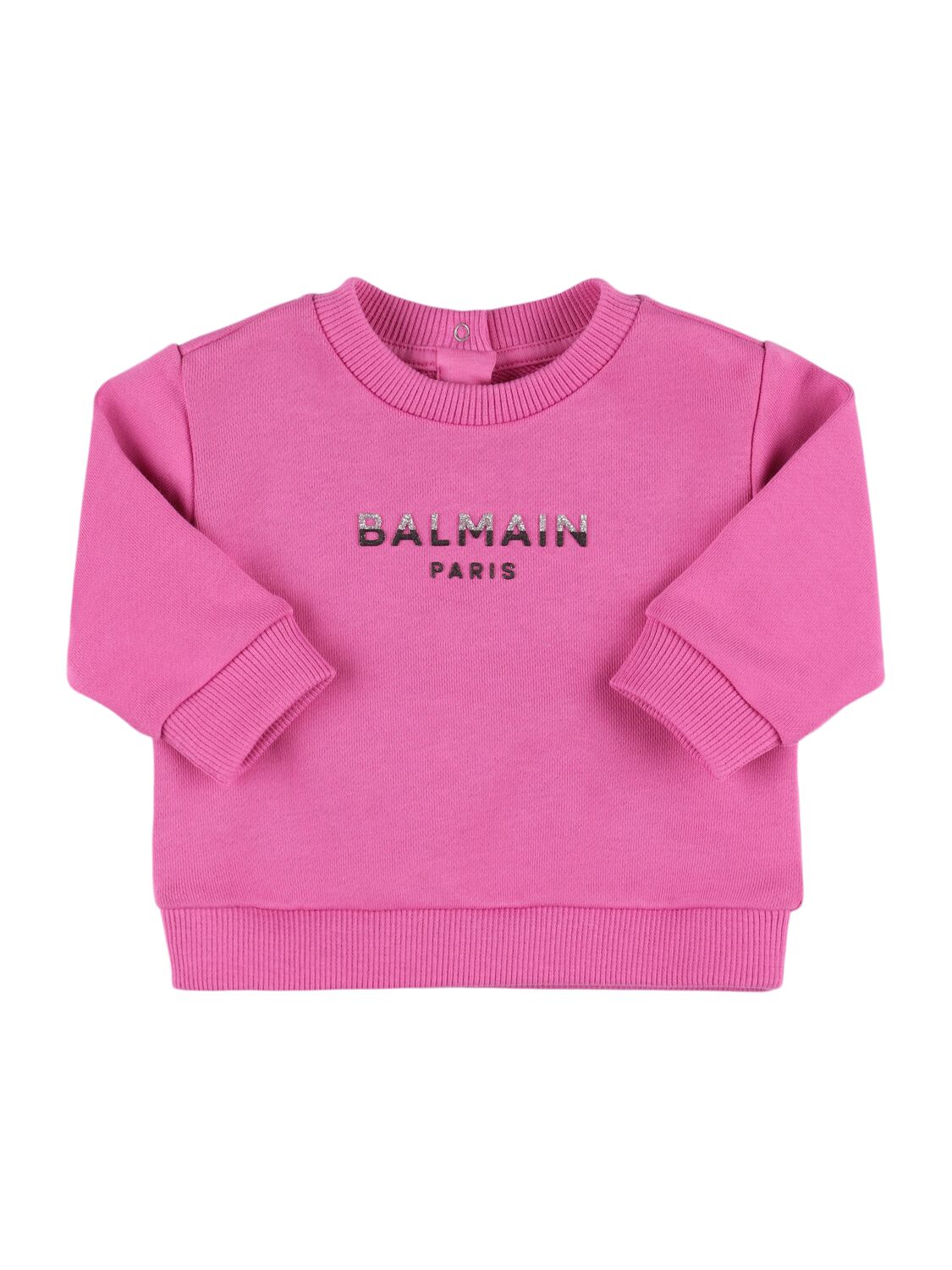 Balmain Printed Logo Cotton Sweatshirt In Pink