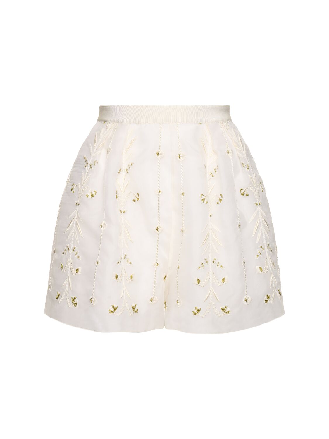 Giambattista Valli Embroidered Silk Organza Shorts In White