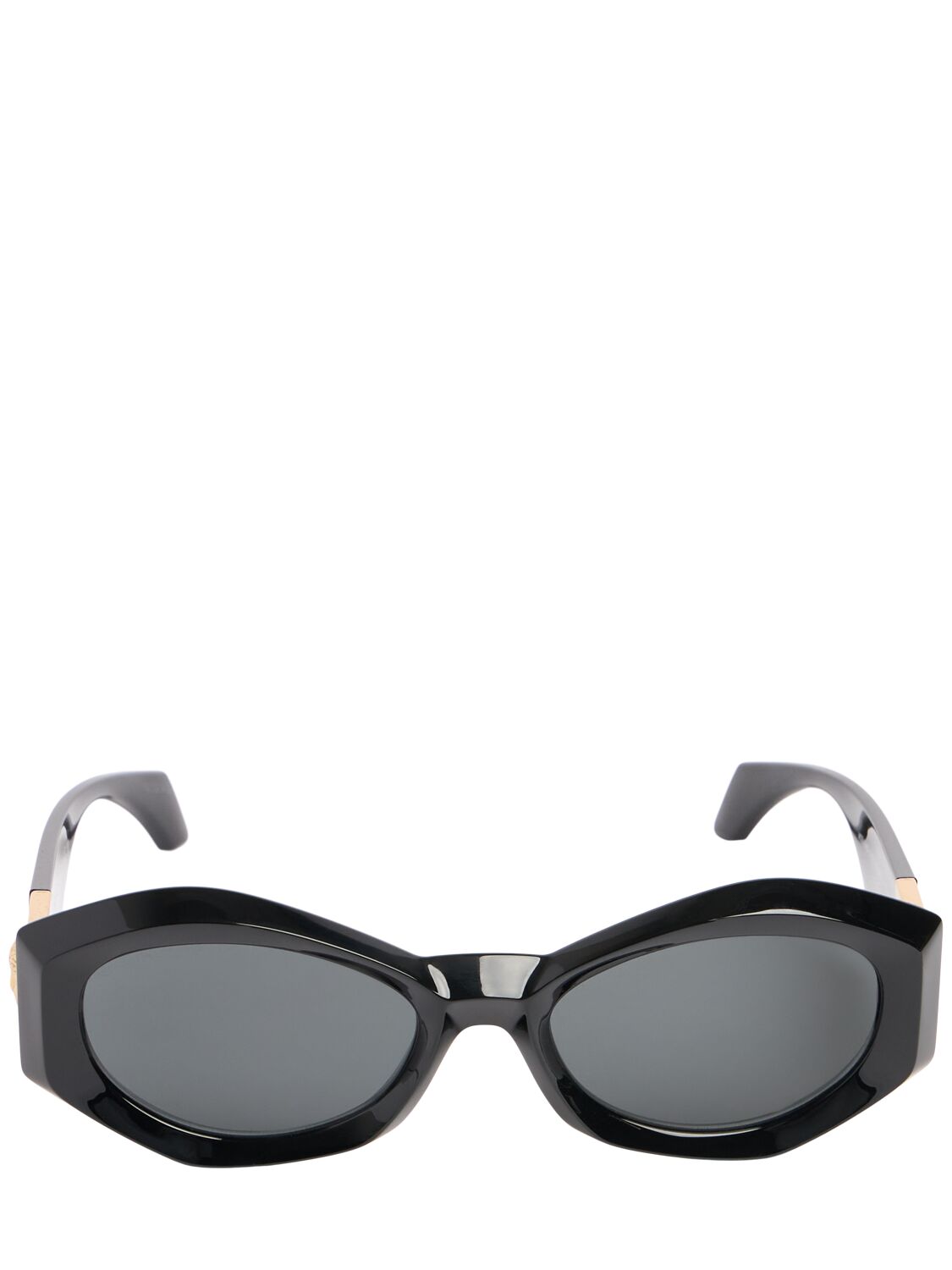 Versace Oval Acetate Sunglasses In Black,grey