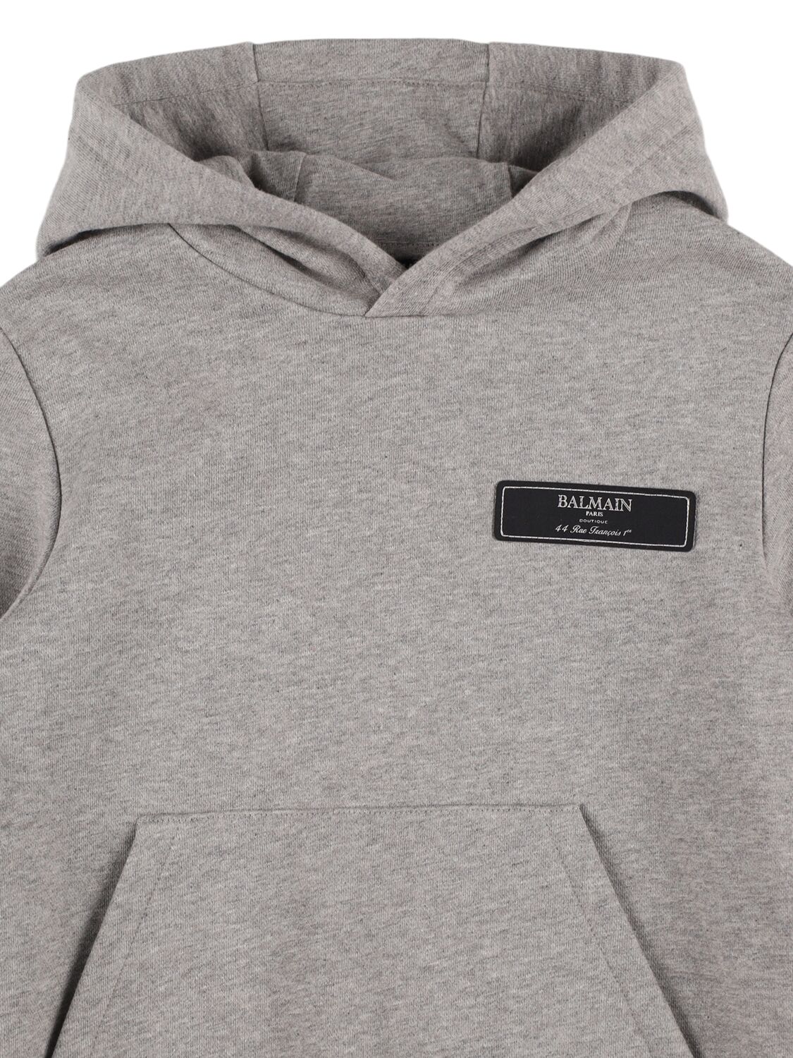 Shop Balmain Cotton Sweatshirt Hoodie W/ Logo In Grey