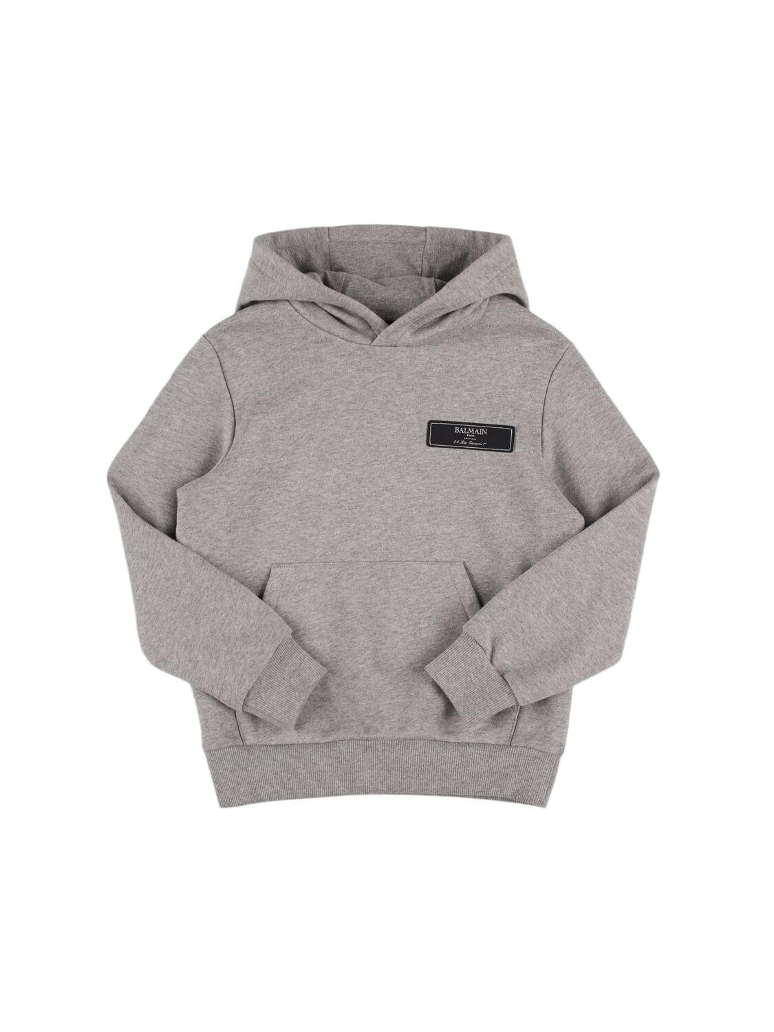 Balmain Cotton Sweatshirt Hoodie W/ Logo In Gray