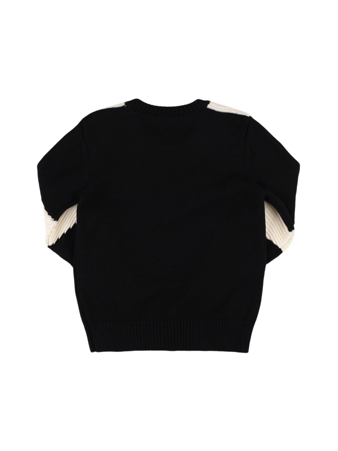 Shop Balmain Wool Knit Sweater W/ Logo In Black/white