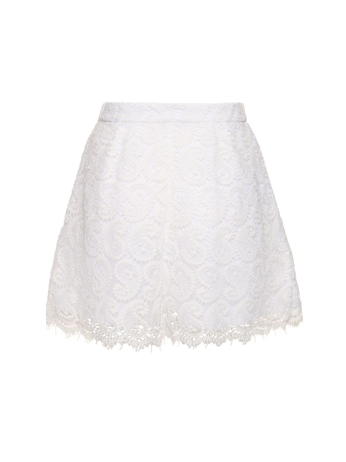 Shop Giambattista Valli Paisley Lace Cotton Blend Shorts In Ivory