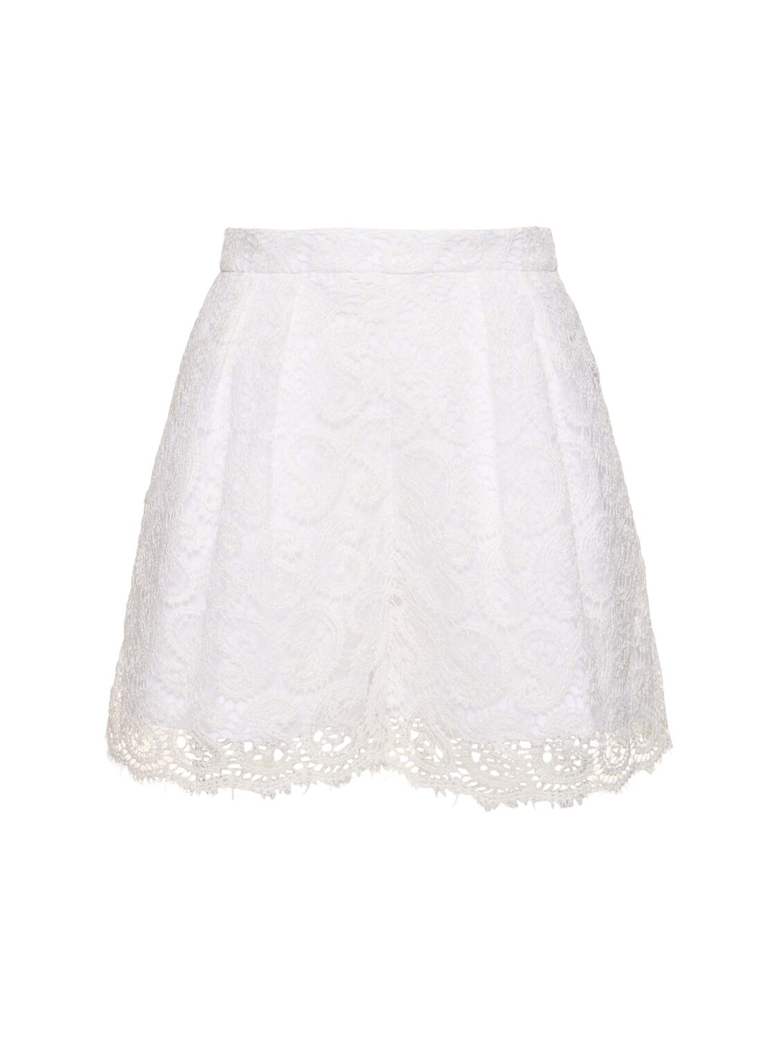 Giambattista Valli Paisley Lace Shorts In Ivory