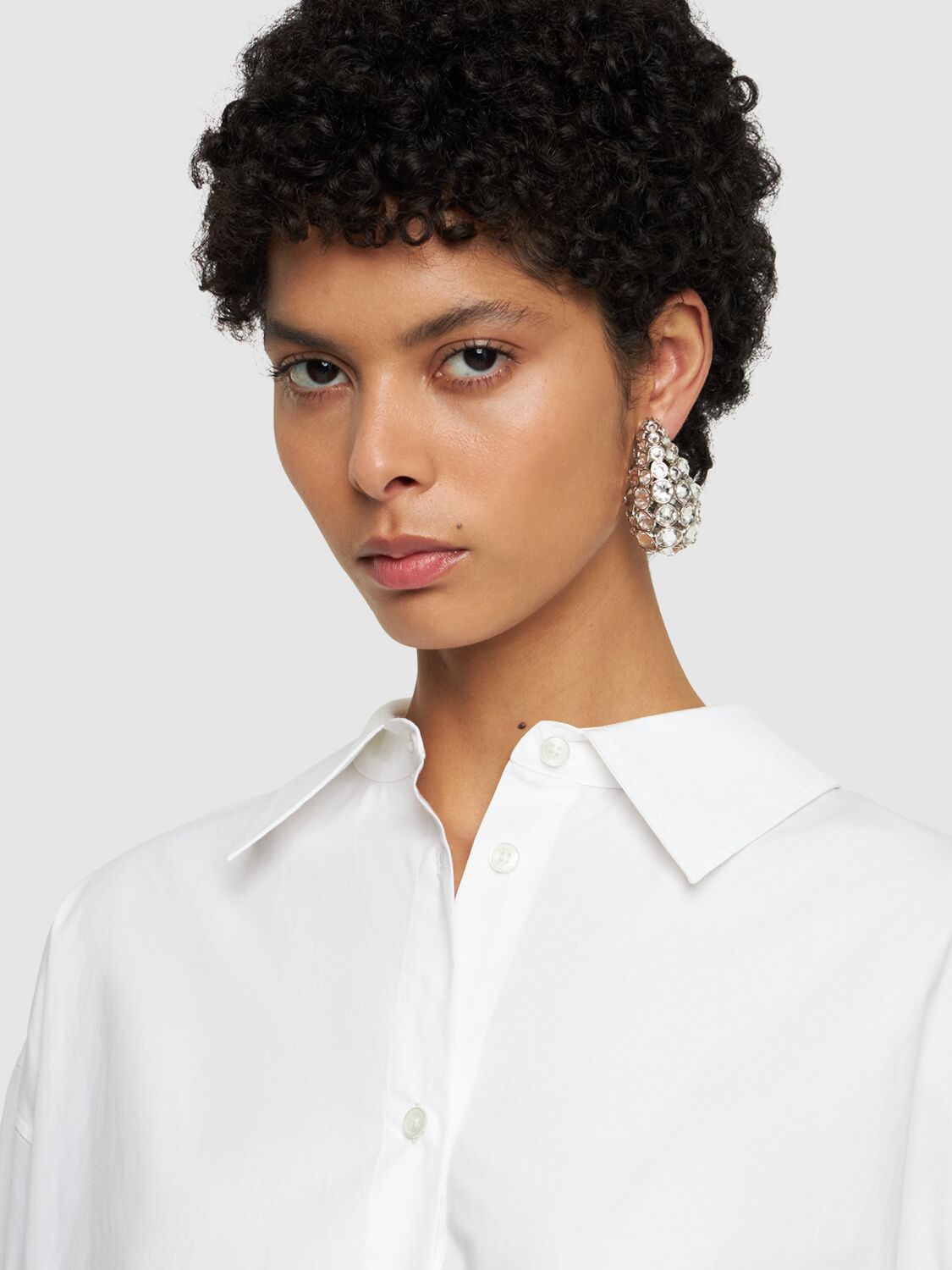 Shop Valentino Pineapple Crystal Stud Earrings In Palladium,cryst