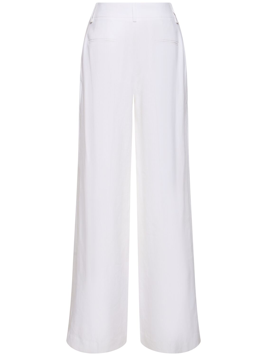 Shop Michael Kors Linen Mid Rise Wide Pants In Optic White
