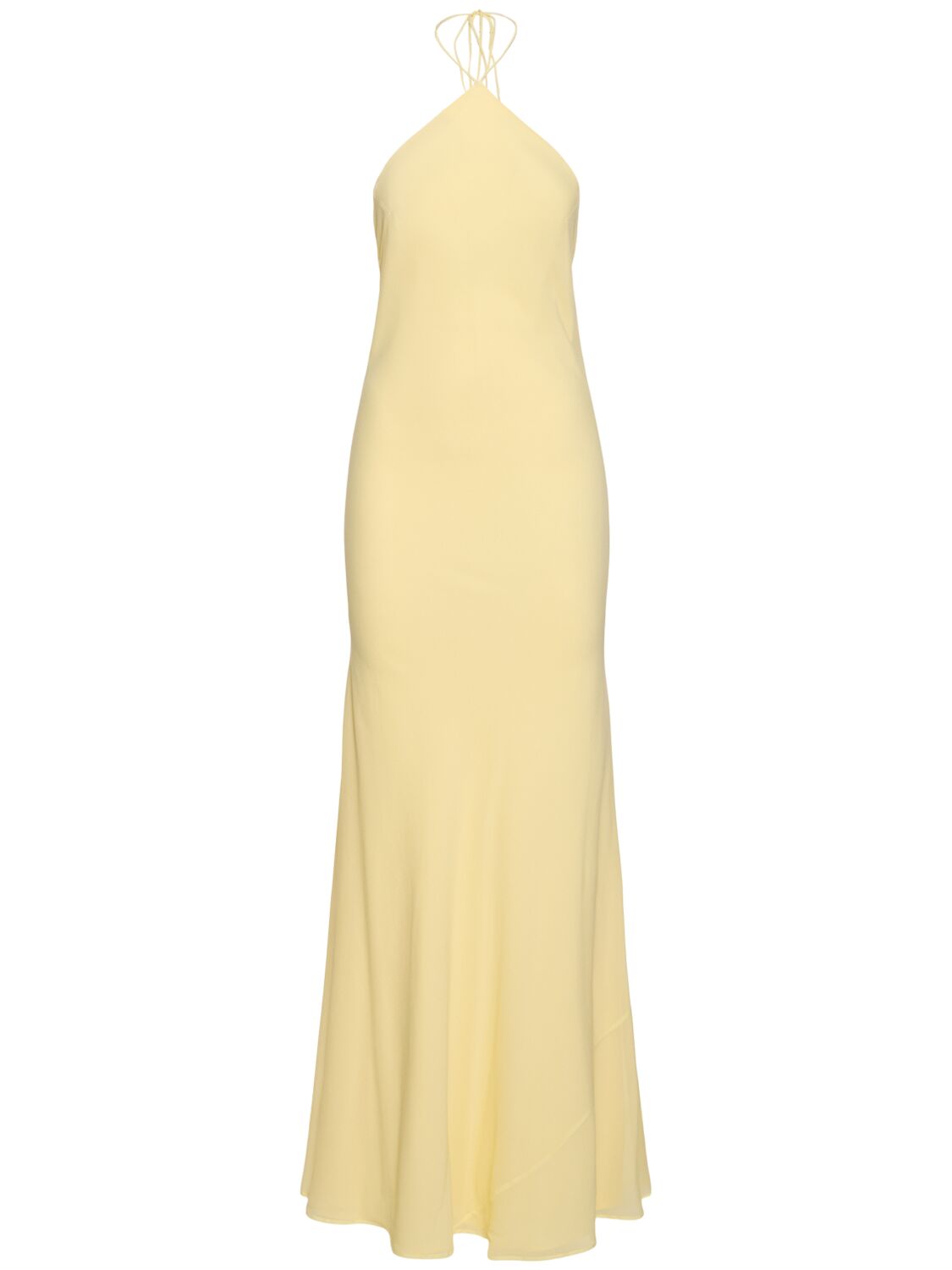 The Andamane Rebecca Silk Georgette Maxi Slip Dress In Yellow