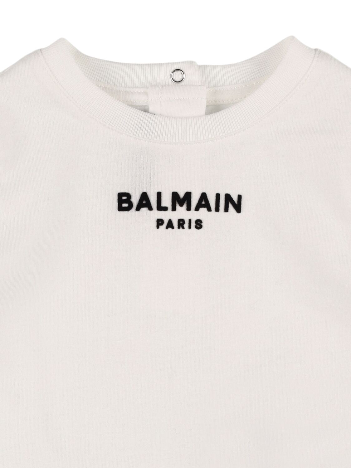 Shop Balmain Cotton Jersey T-shirt W/ Logo In White/black