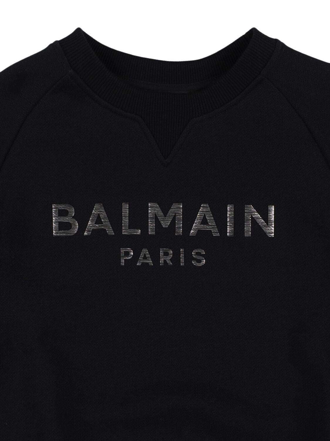 Shop Balmain Cotton Crewneck Sweatshirt W/ Logo In Black