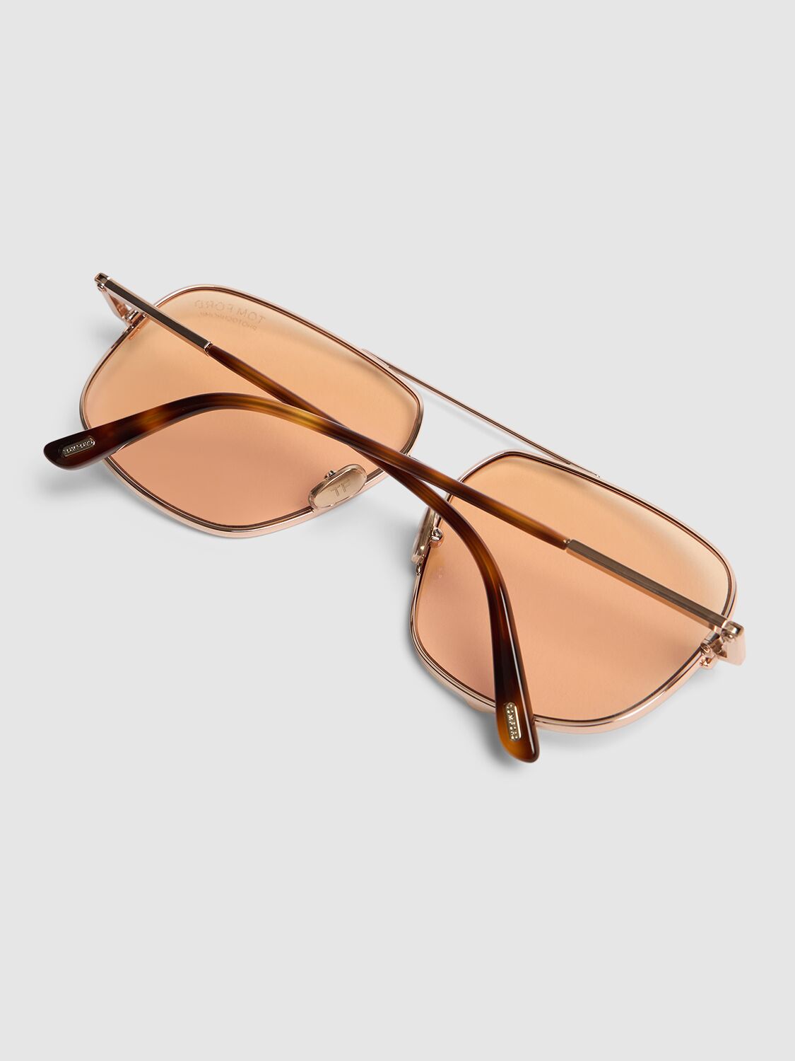 Shop Tom Ford Tex Aviator Metal Sunglasses In Rose Gold,brown