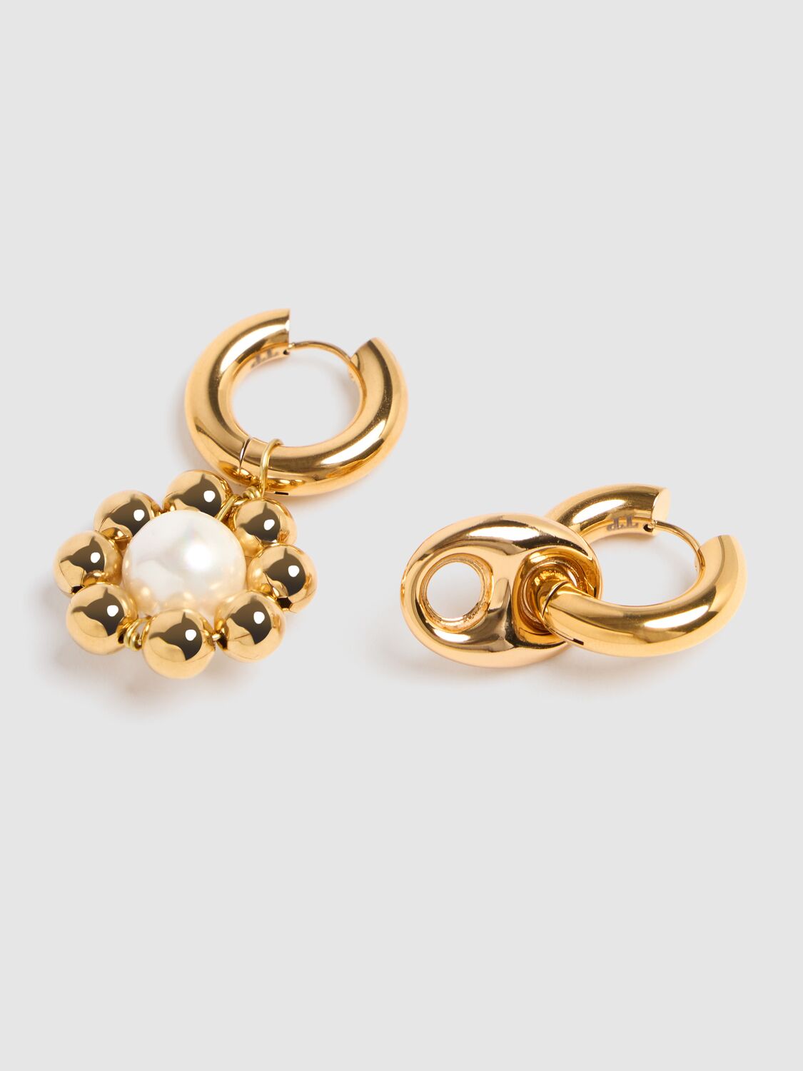 Shop Timeless Pearly Mismatched Pearl Flower Earrings In White/gold