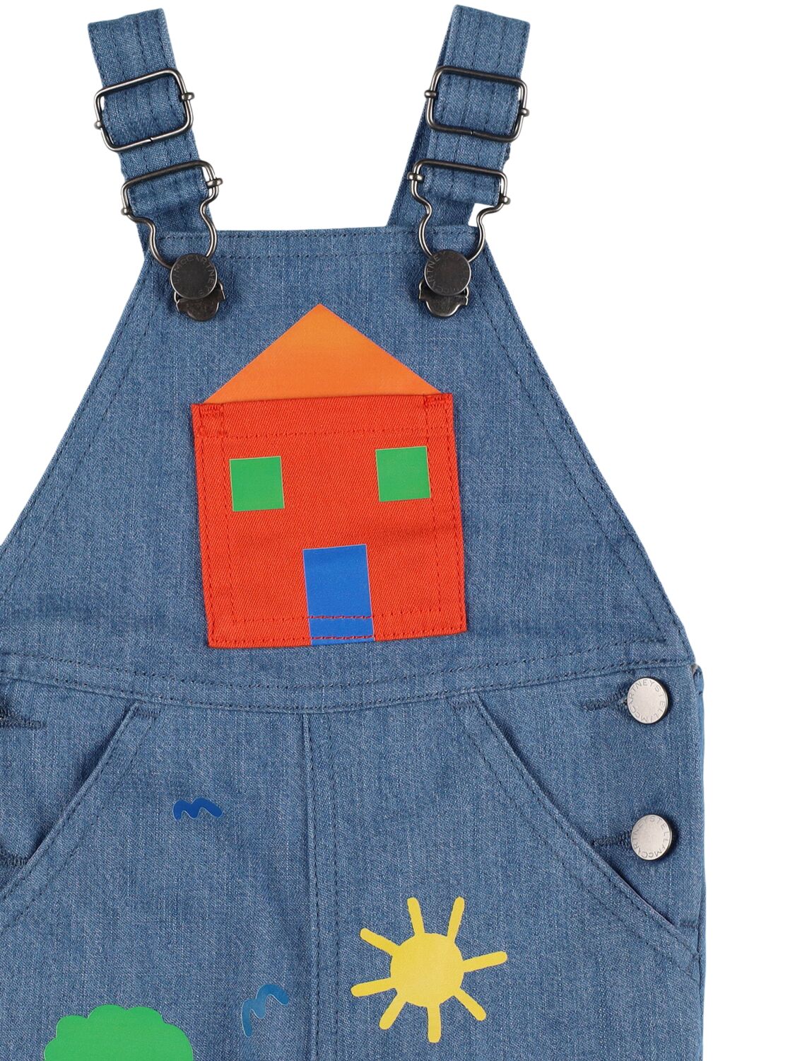 Shop Stella Mccartney Cotton Chambray Overalls In Blue