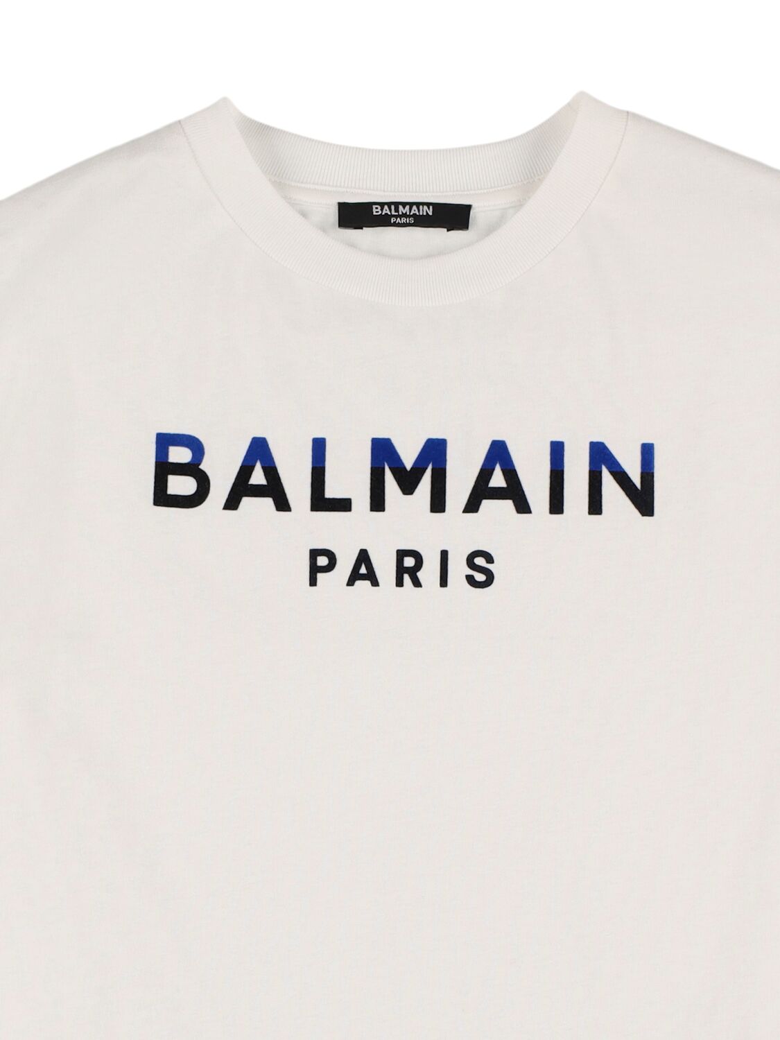 Shop Balmain Cotton Jersey T-shirt W/ Logo In White