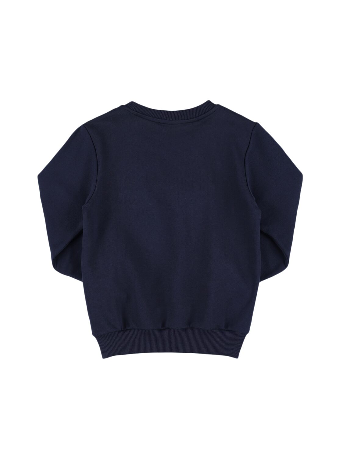 Shop Balmain Logo Cotton Crewneck Sweatshirt In Blue/white