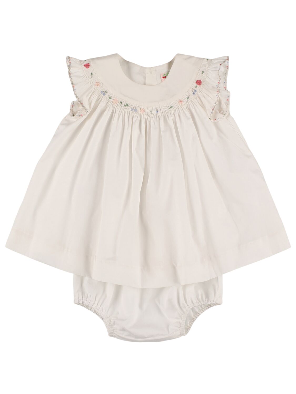 Bonpoint Babies' Cotton Poplin Dress & Diaper Cover In White