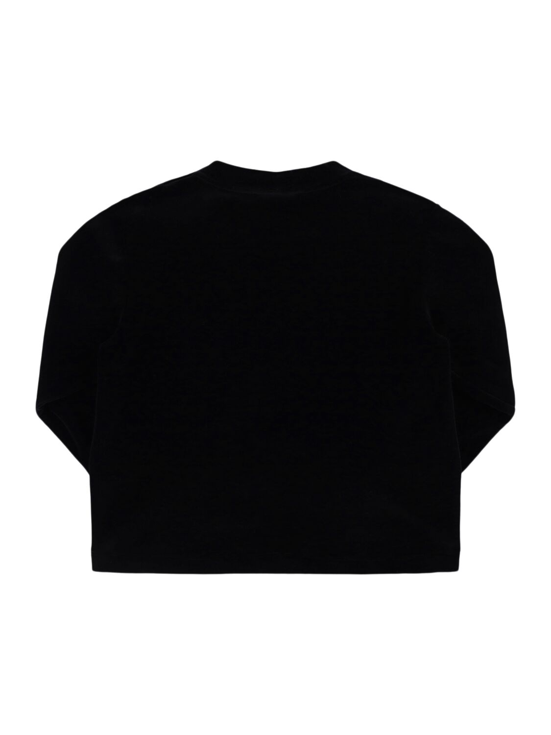 Shop Balmain Cotton Blend Velvet Crewneck Sweatshirt In Black/gold