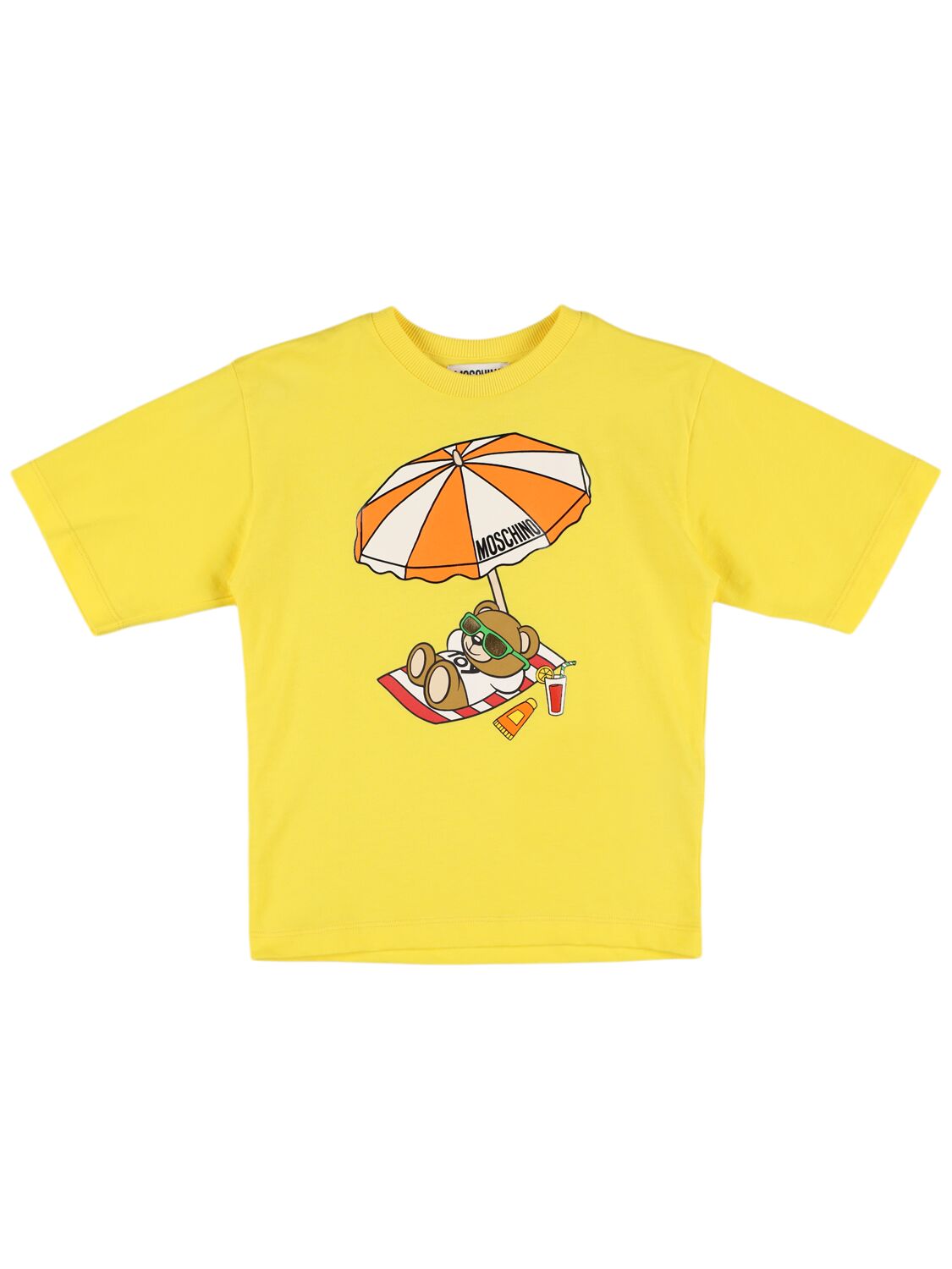 Moschino Kids' Cotton Jersey T-shirt In Yellow