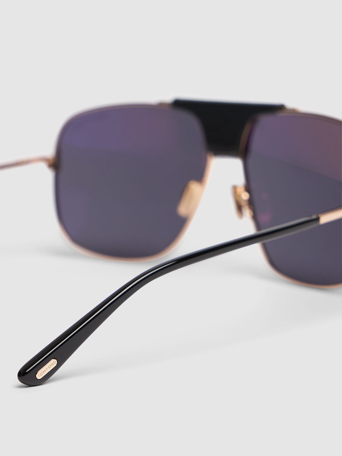 Shop Tom Ford Tex Aviator Metal Sunglasses In Rose Gold,smoke