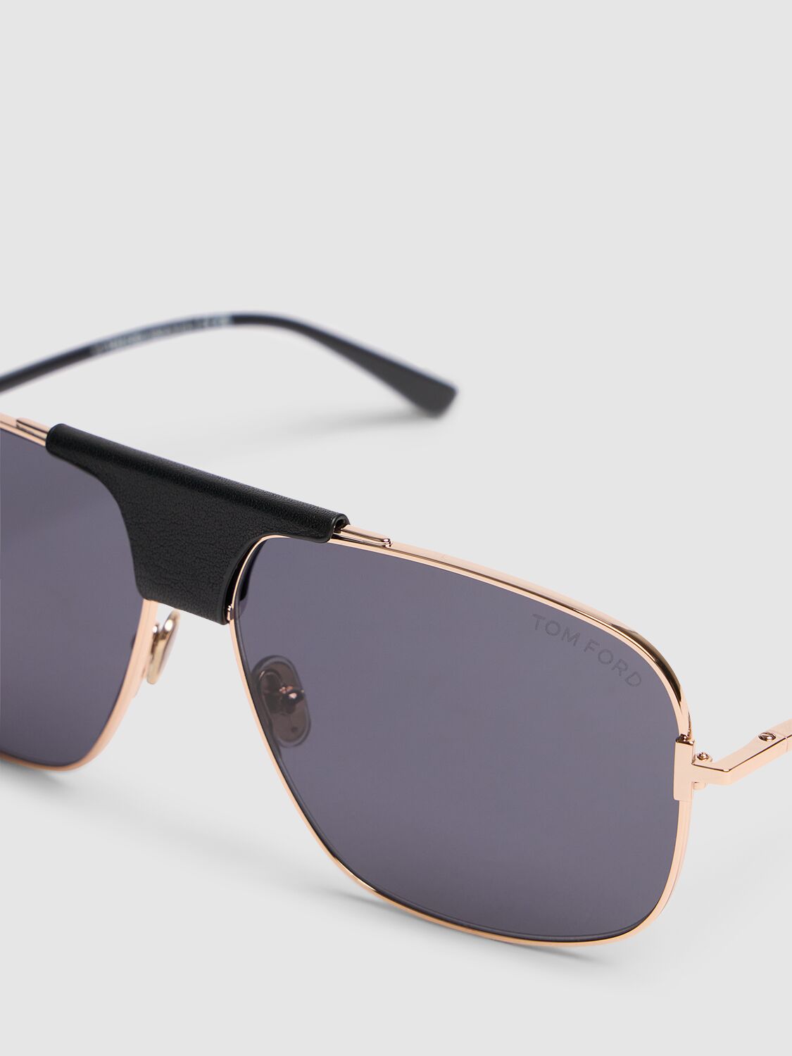 Shop Tom Ford Tex Aviator Metal Sunglasses In Rose Gold,smoke