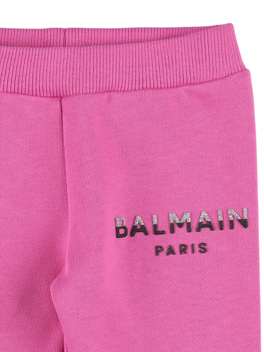 Shop Balmain Cotton Sweatpants W/logo In Fuchsia