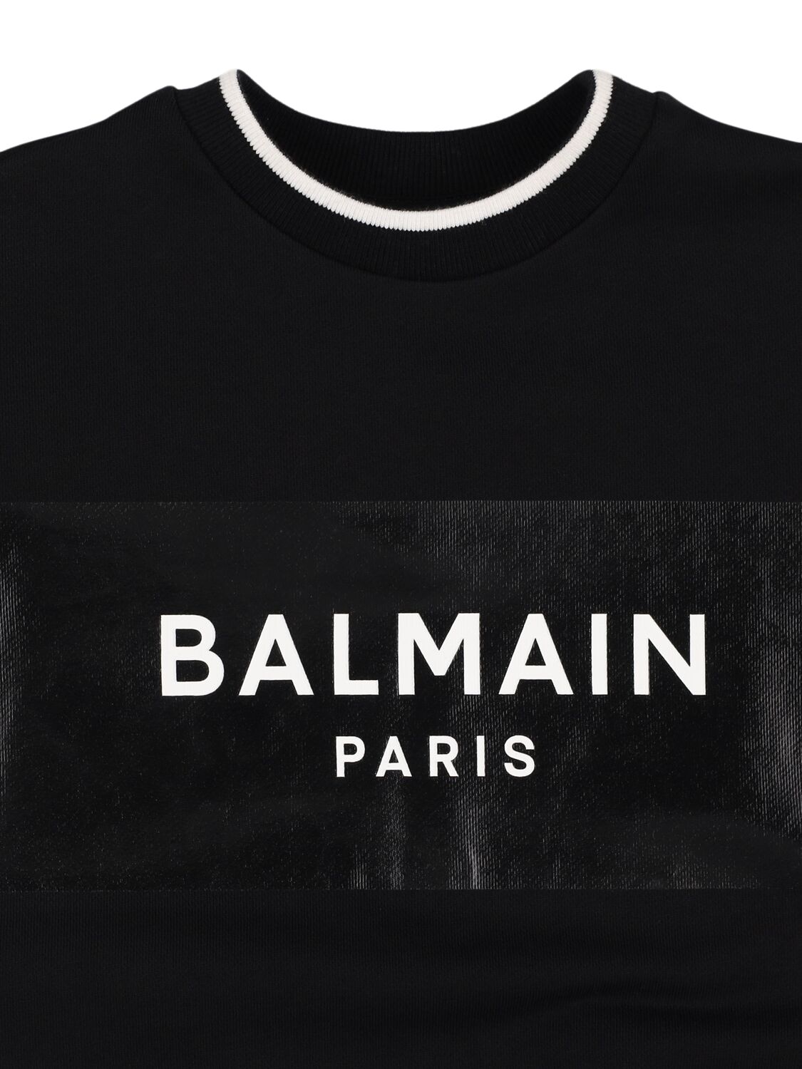 Shop Balmain Cotton Crewneck Sweatshirt W/ Logo In Black