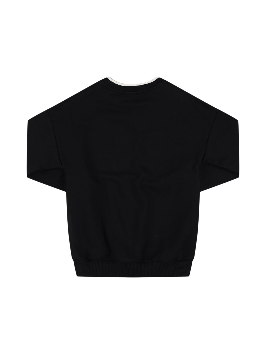 Shop Balmain Cotton Crewneck Sweatshirt W/ Logo In Black