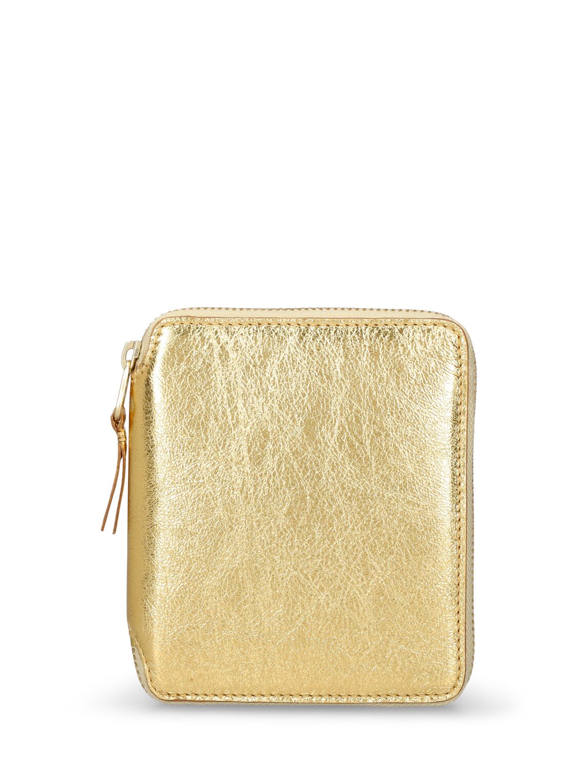 Comme Des Garçons Leather Zip-around Wallet In Gold