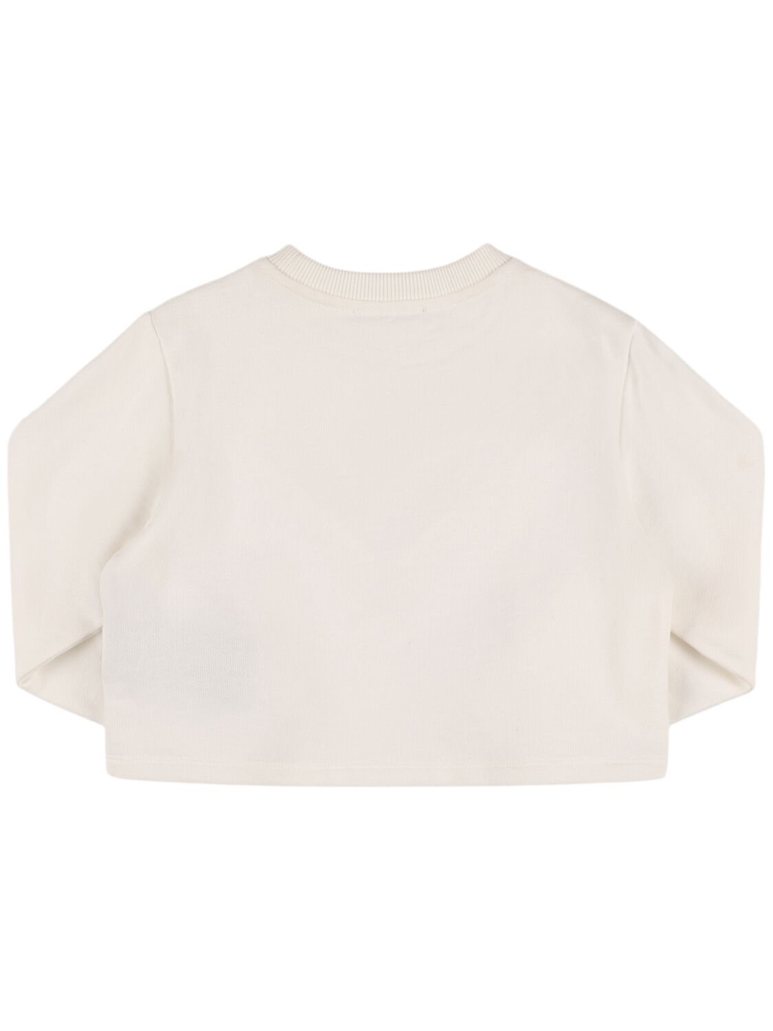 Shop Balmain Cropped Cotton Sweatshirt W/ Fringe In White