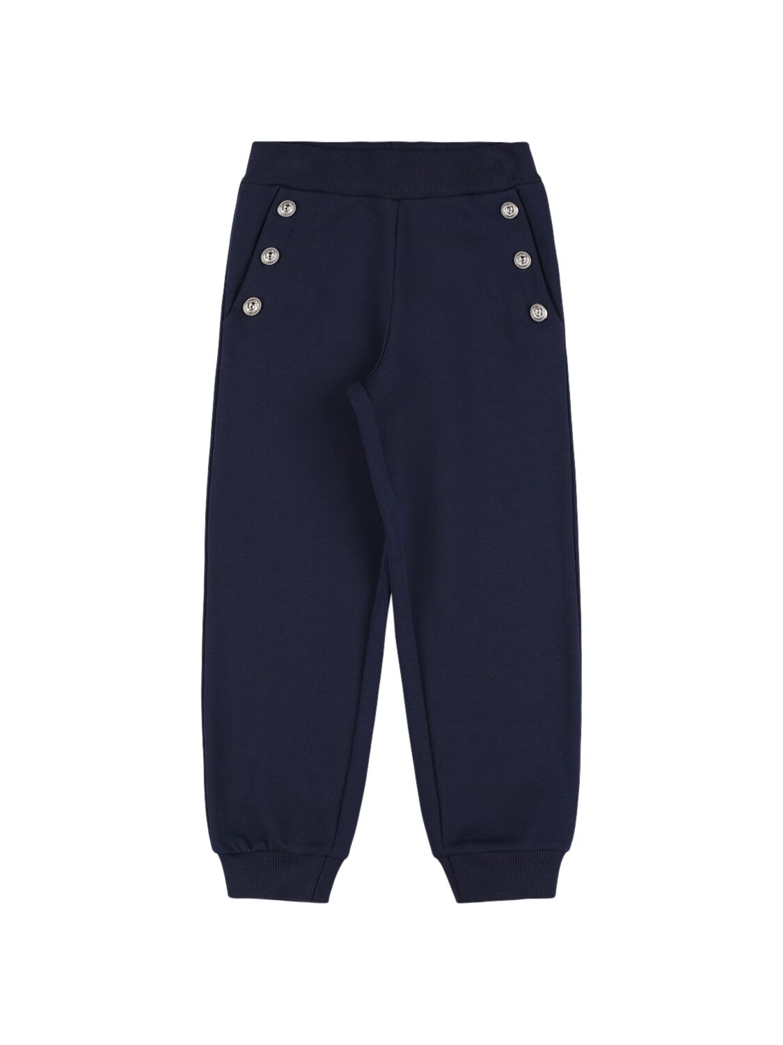 Balmain Cotton Sweatpants W/ Buttons In Blue
