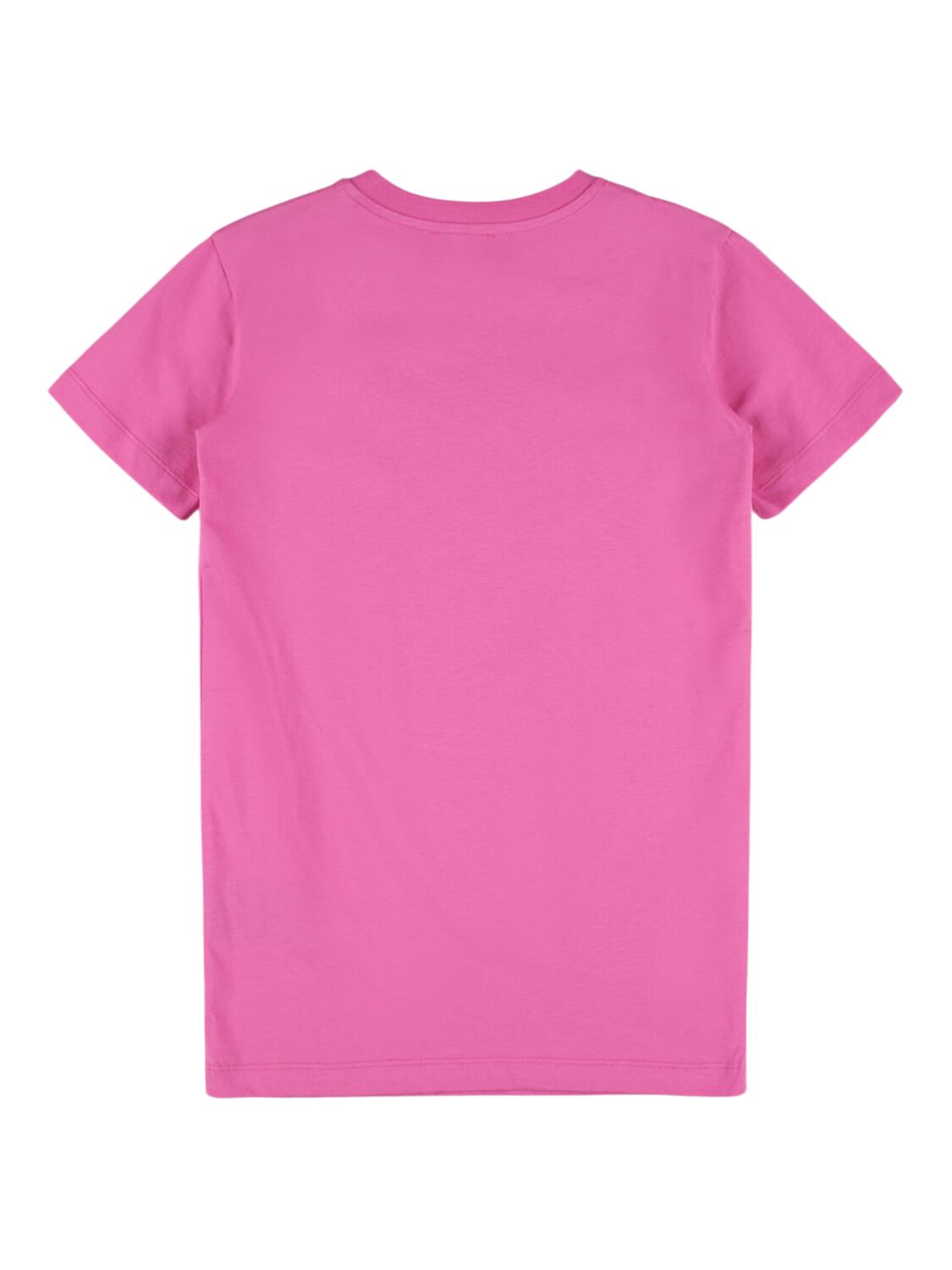 Shop Balmain Printed Logo Cotton Jersey T-shirt Dress In Fuchsia