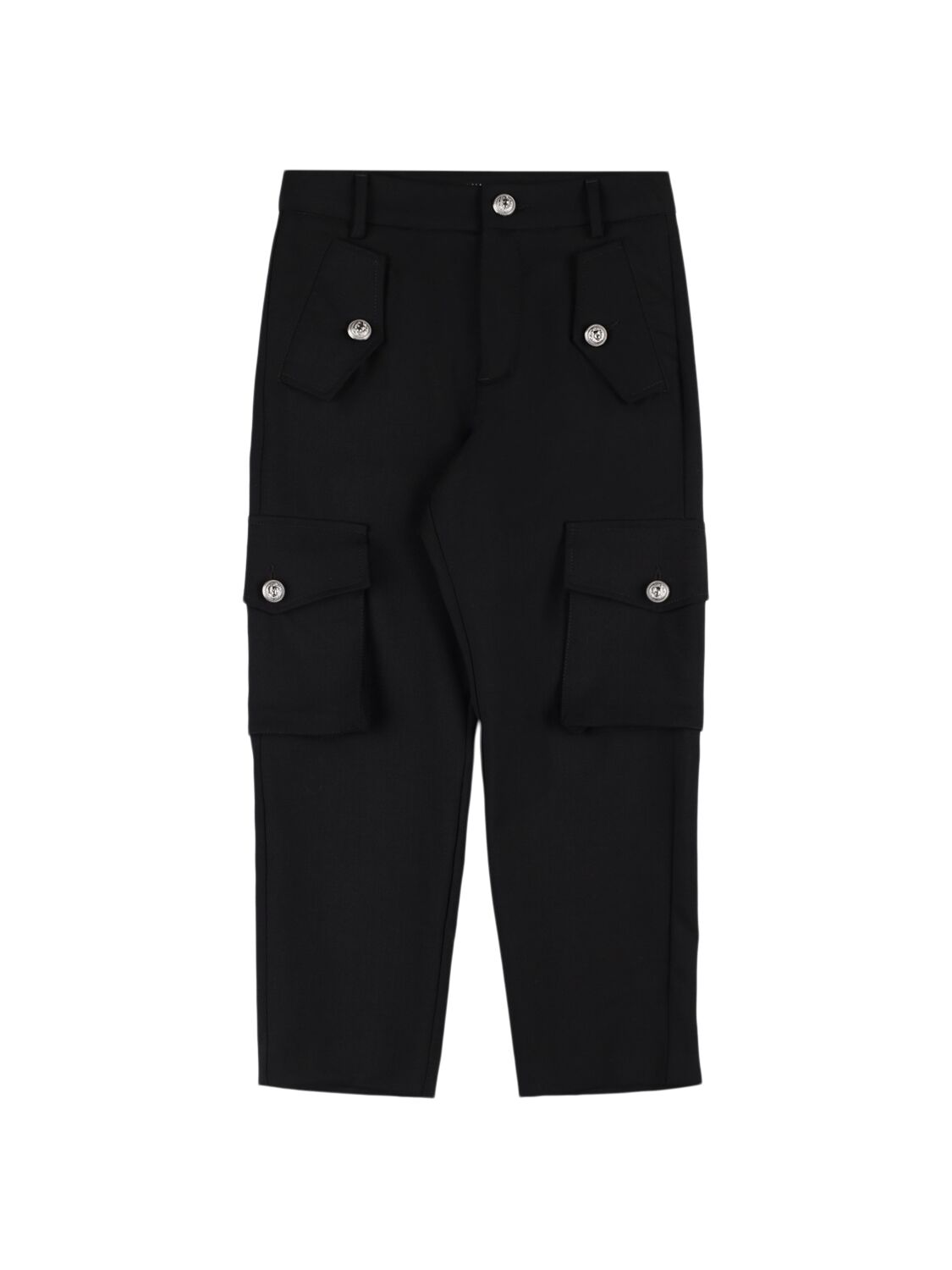 Balmain Wool Blend Cargo Trousers In Black