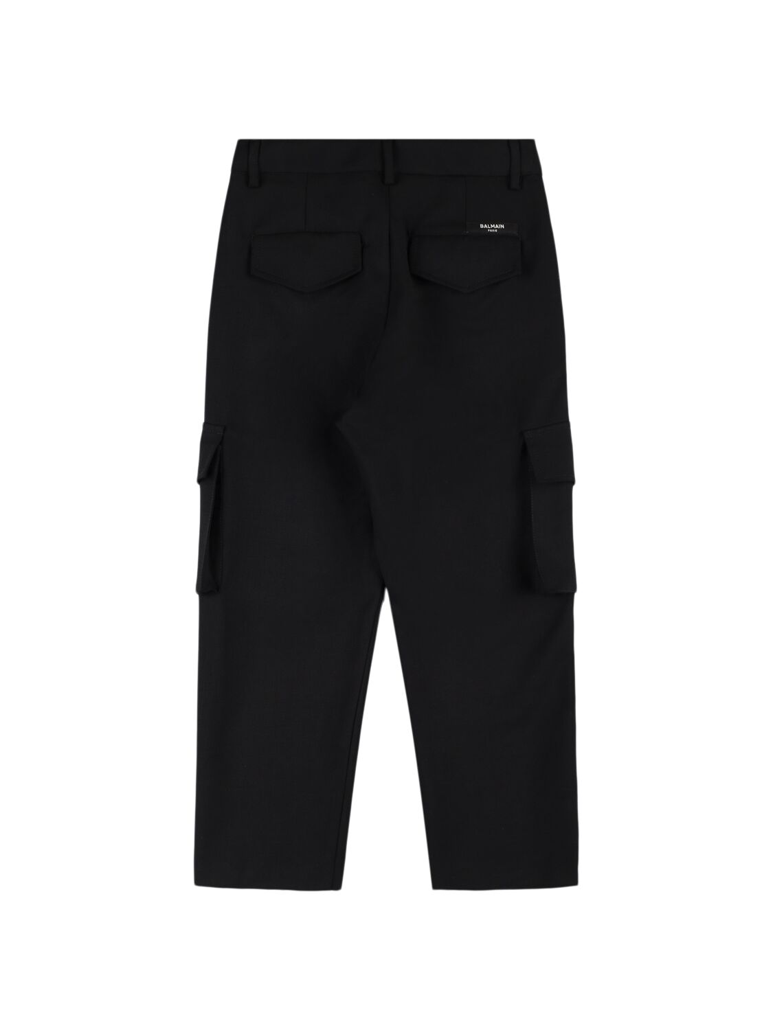 Shop Balmain Wool Blend Cargo Pants In Black