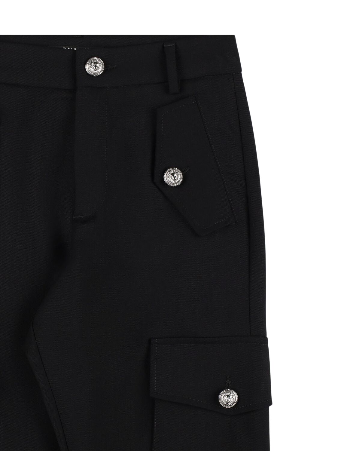 Shop Balmain Wool Blend Cargo Pants In Black